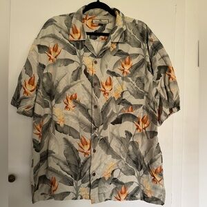 Tommy Bahama Men's Silk Hawaiian Camp Shirt Size Large Floral Palms Short Sleeve